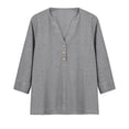 thumbnail image 5 of CONROSES Mothers Day Gift Women's 3/4 Sleeve T-Shirts V Neck Jacquard Loose Fit Summer Tee Blouses for Lady, 5 of 5