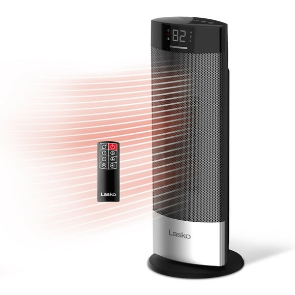 Lasko Ellipse Ceramic Tower Heater for Home with Tipover Switch, Child Lock, Digital Display, Thermostat, Wide Oscillation, Remote, Timer, For Bedroom, Office, Living Room, De