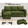 thumbnail image 3 of Vipbear 81" Sleeper Sofa Bed with Pull Out Bed, L Shaped Couch Sectional Sleeper Sofa, Pull Out Couch with Reversible Storage Chaise, Side Pockets, Chenille Green, 3 of 8