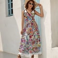 thumbnail image 5 of Otomi Fabric Mexico Art Womens Night Club Maxi Dress V Neck Sleeveless Bohemia Long Dresses, 5 of 9