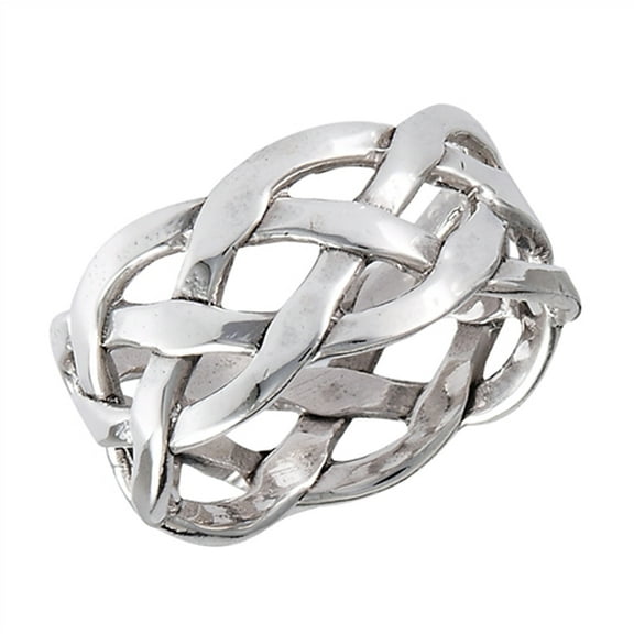 Wide Weave Mesh Knot Celtic Wedding Ring 925 Sterling Silver Band Jewelry Female Male Unisex Size 8