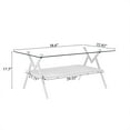 thumbnail image 6 of Modern Rectangle Coffee Table with Tempered Glass Top & White Metal Legs,Stylish Living Room Center Table, Transparent Glass, 220lb Capacity, 6 of 6