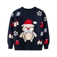 thumbnail image 1 of Aocisk Chandail d'Hiver en Tricot à Col Rond pour Garçons, Imprimé Flocon de Neige, Confortable, pour Enfants, Automne et Temps Froid, Marine, 5-6 Ans, 1 of 4