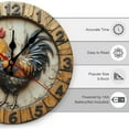 thumbnail image 2 of Wall Clock Decorative - Rustic Colorful Rooster-B Print 2D Vintage Wall Clocks Battery Operated Silent Non-Ticking for Bedroom, Living Room, Kitchen, Office, Classroom, 10 Inch, 2 of 7