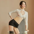 thumbnail image 2 of Sexy Teacher Uniform Top Falda Cosplay Set Mini Falda Tentación Cosplay Traje Set Sweethay AP007812-02, 2 of 6