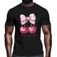 thumbnail image 2 of Camisetas informales de manga corta con lazo de cereza para hombre, camisetas gráficas para el Día de San Valentín, 2 of 8
