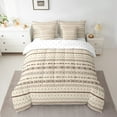 thumbnail image 2 of Manfei Abstract Geometric Geometric Bedding Comforter Set 7-Piece,Boho Stripes Lines Queen Bedding Sets,Brown Beige Queen Sheet Sets,Lightweight Room Decor Reversible, 2 of 7