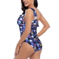 thumbnail image 4 of Gukieu Black Cats And Flowers Print One-shoulder Ruffled One-piece Swimsuit with Removable Chest Pads and Tummy-control Swimsuit for Women-Medium, 4 of 6