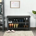 thumbnail image 4 of Gymax Banc à Chaussures Industriel à 3 Niveaux avec Étagères de Rangement pour Salon Gris, 4 of 4