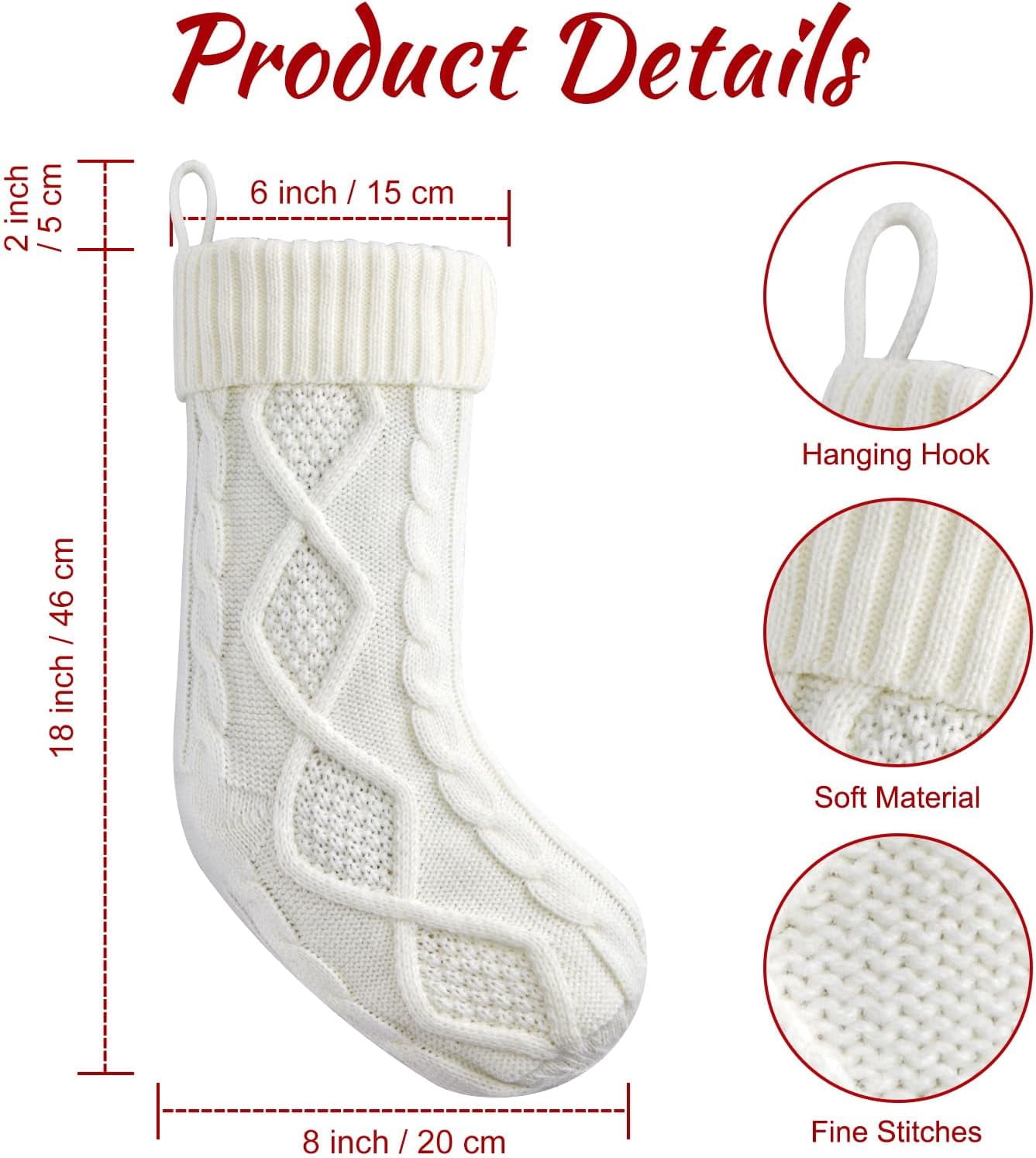 Dalrosia Personalized Christmas Stockings - 18 Inches Hanging Stockings with DIY Snowman Name Tags, 4PCS Large Size Knitted Stockings for Mantels, Christmas Tree Family Holiday Decor