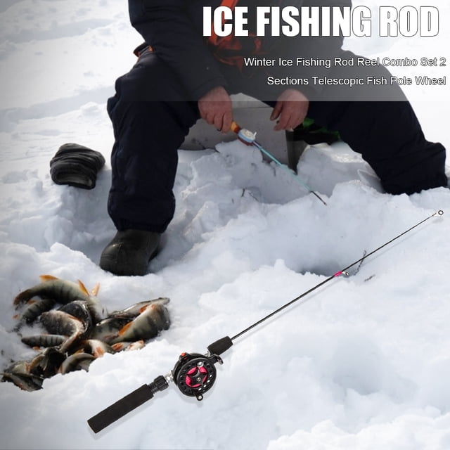 Caña de pescar portátil telescópica pequeña y corta de 2 secciones para pesca en hielo