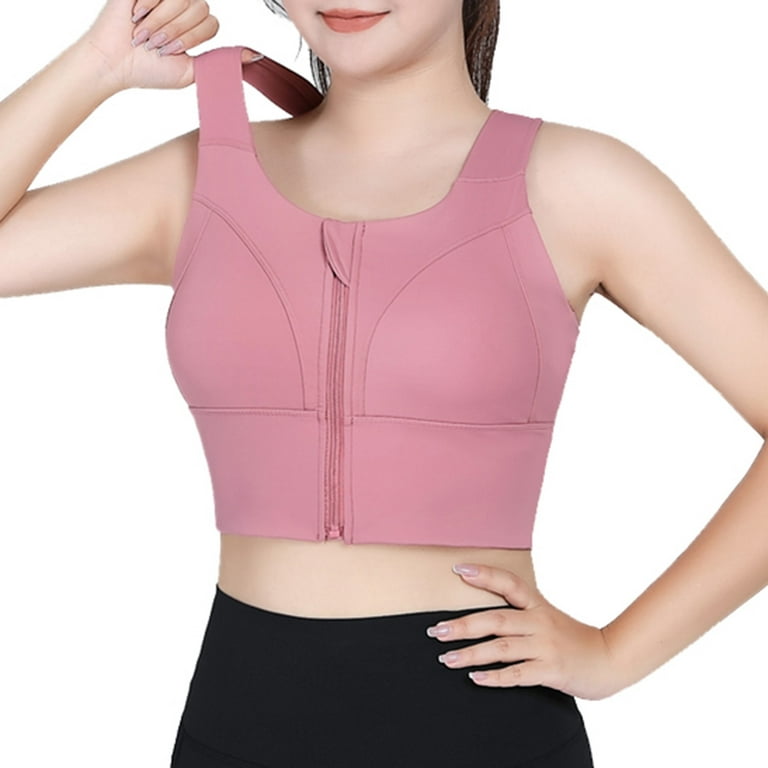 Tdoqot Women's Seamless Plus Size Front Closure High Impact Zip up Sports  Bra Pink Size XXXXXL 