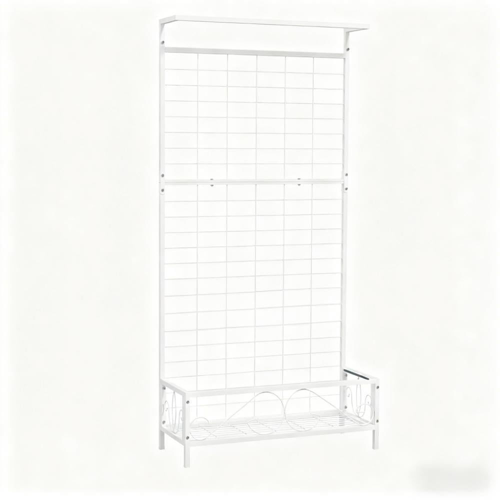 Plant Holder, Metal Tall Plant Stand with Trellis and Hanging Bar, for Indoor Outdoor Use