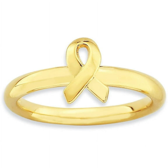 Sterling Silver Gold-Plated Awareness Ribbon Ring