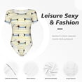 thumbnail image 4 of Saiise Justaucorps à Manches Courtes pour Femmes Motif Chiot Teckel Col Rond Pyjama Extensible avec Fermeture à Pression-Grand, 4 of 7