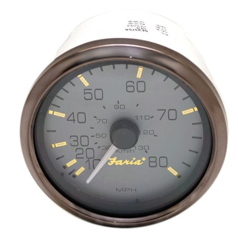 Faria Boat Speedometer SE9375A | Pewter 80 MPH 3 1/4 Inch