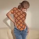 thumbnail image 3 of Balery 70's Retro Body de cuello redondo de manga corta para mujer Tops de manga corta Tops básicos-Large, 3 of 7