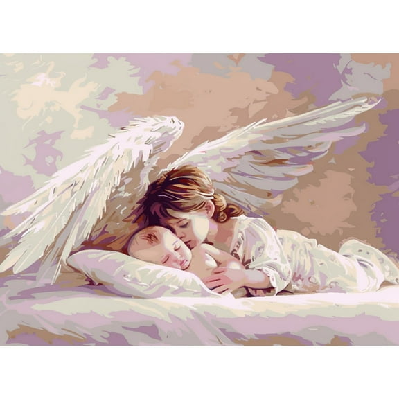 Angel Woman Mother 5D Diamond Art Painting by Number Kits for Adults DIY Paint with Round Full Drill Diamond Gems Painting Art Craft for Home Wall Decor 11.8x15.8in(2)