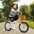 thumbnail image 2 of Costway 14 Inch Bicycle with Height Adjustable Handlebar & Seat Basket Bell Training Wheels Pink, 2 of 10