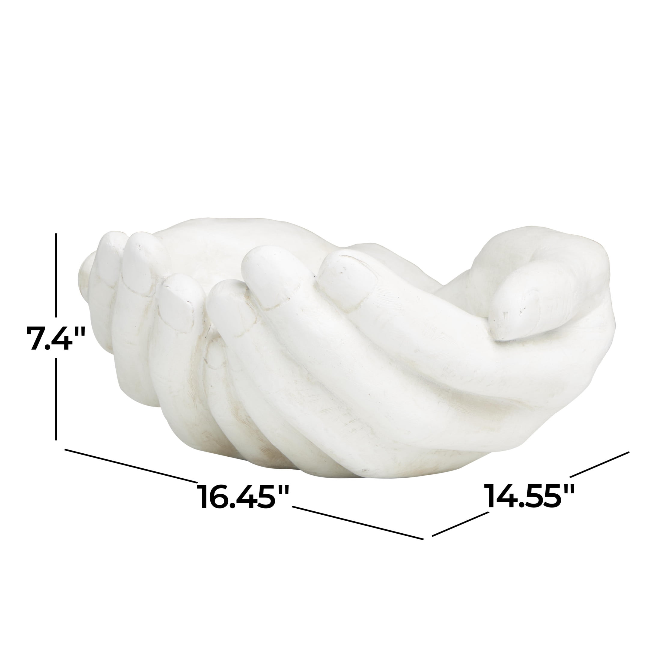 15" x 7" White Polystone Open Hands Sculpture, by DecMode