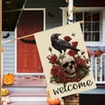 thumbnail image 2 of Sm:)e Crow Skeletons Rose Day of the Dead House Flag 28x40 Inch, 2 of 8