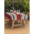 thumbnail image 4 of 60x84 Inch Outdoor Tablecloth with Umbrella Hole Zipper Rectangle USA Flag Rectangular Tablecloths Outside Waterproof Farmhouse Vintage Star Blue Red Wooden Grain Patio Table Cover for Picnic Party, 4 of 8