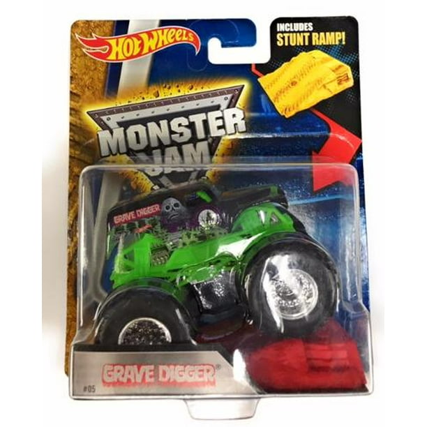 Hot Wheels Monster Jam Grave Digger Black 2016 New Look Includes Stunt 