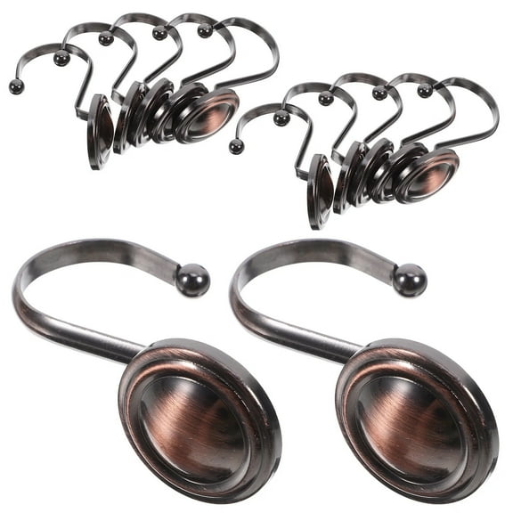 12 Pcs Shower Curtain Hooks Brushed Dark Brown