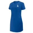 thumbnail image 2 of Women's Fanatics Royal Los Angeles Dodgers Ruched Drape T-Shirt Dress, 2 of 5