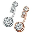 thumbnail image 2 of EeaseMX 2 piercings para el ombligo con incrustaciones de circonitas y hebillas para el cuerpo para niñas y mujeres (plata y oro rosa), 2 of 7