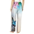 thumbnail image 3 of Naloa Butterfly In Blossoms Zen Print Women’s Ultra-Soft Comfy Pajama Lounge Pants with Pockets & Drawstring, 3 of 8