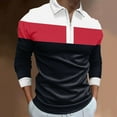 thumbnail image 2 of Vedolay Men's Fashion Polo Shirts Golf Sports Long Sleeve T Shirt Casual Long Sleeve Tops Red,M, 2 of 5