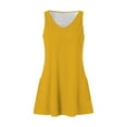 thumbnail image 6 of MIUOWANP Women's Casual Dresses Short Sleeve V-neck Dress with Pockets Solid Color Loose Casual Long Skirt Size S(4)Yellow, 6 of 7
