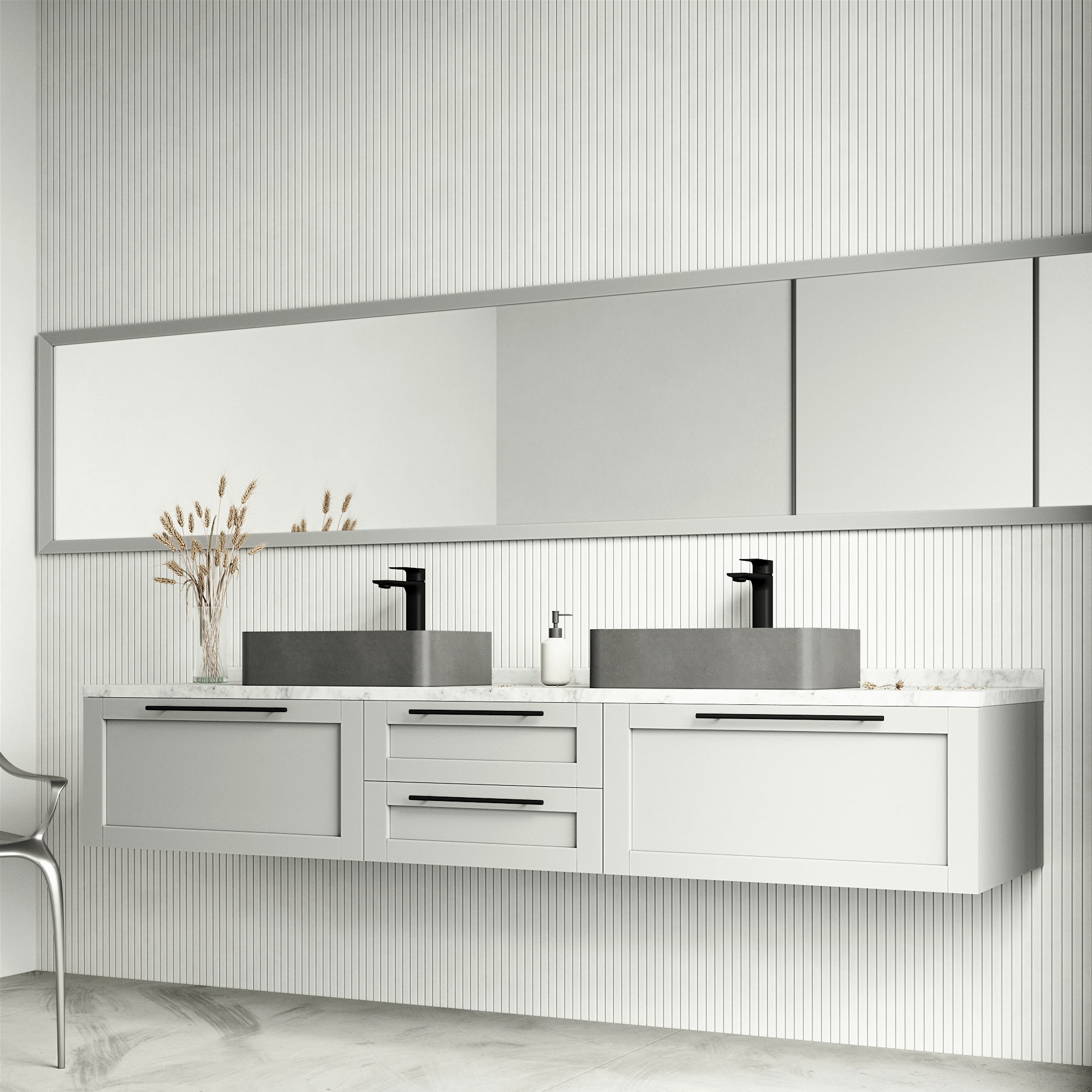 VIGO Cordoba Gothic Gray Concreto Stone 20 in. L x 13 in. W x 5 in. H Rectangular Vessel Bathroom Sink