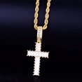 thumbnail image 5 of Mini Baguette Cross Pendant Necklace 14K Yellow Gold AAA Cubic Zircon Men's Hip Hop Rock Jewelry, 5 of 8