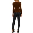 thumbnail image 3 of INSPIRE CHIC Women's Blouse Elegant Velvet Sweetheart Neck Long Sleeve Peplum Top L Dark Browm, 3 of 5