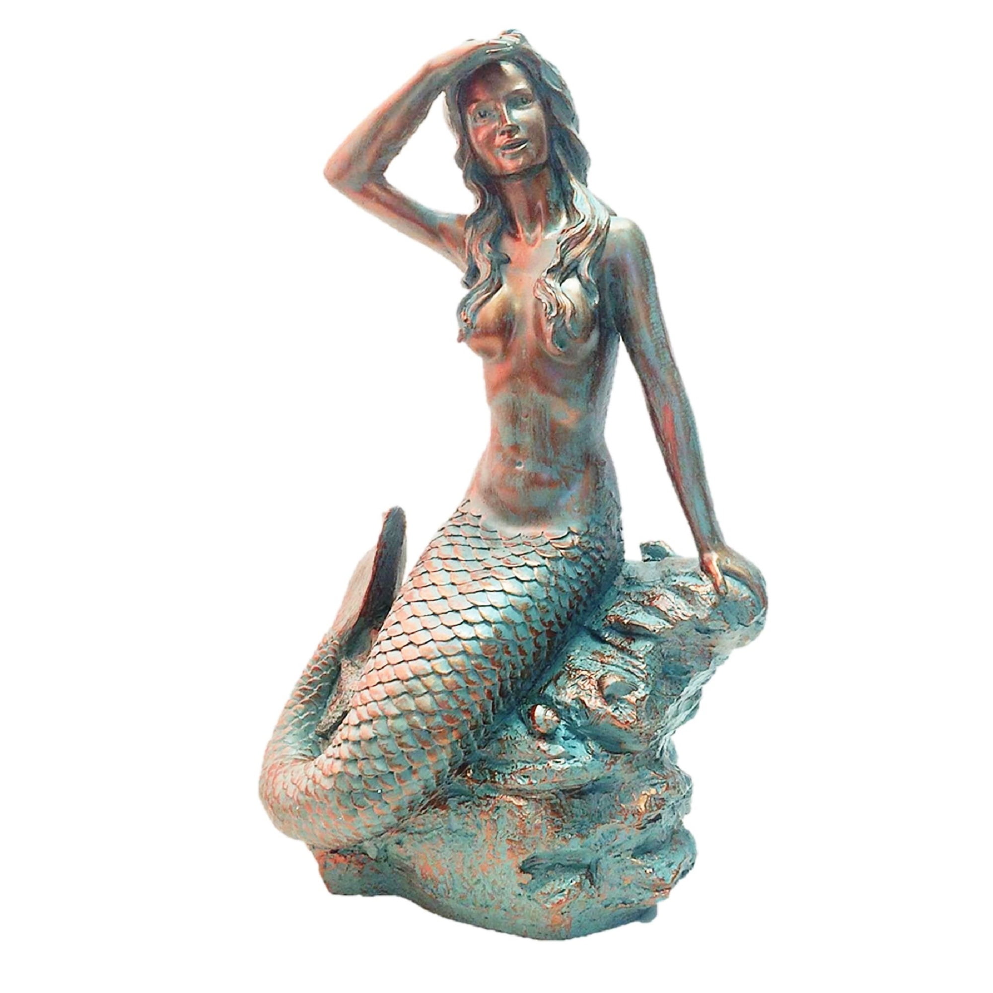 3" SIDE SITTING MERMAID Miniature Statue Nautical Sea Ocean Pond Art Figurine 