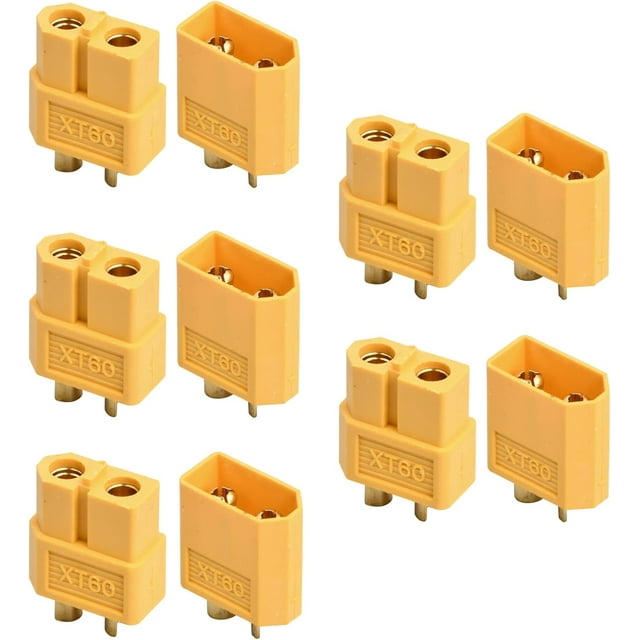 10 Pcs XT60 Connectors, XT60 Battery Connectors XT60 Battery Connector Socket for RC Battery Toy Vehicle, 5 pcs Male Connectors and 5 pcs Female Connectors