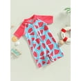 thumbnail image 4 of Blotona Kids Baby Rash Guard Swimsuit Playsuits Watermelon Print Zipper Short Sleeve Sun Protection Bathing Suit Beachwear, 4 of 10
