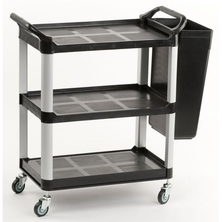 Box Utility Cart - Utility Cart with Rubbish Bin Attachment, 2 Side Handles and Swivel Wheels, Aluminum & Plastic (Black) - Small (UC3SSM1BN7)
