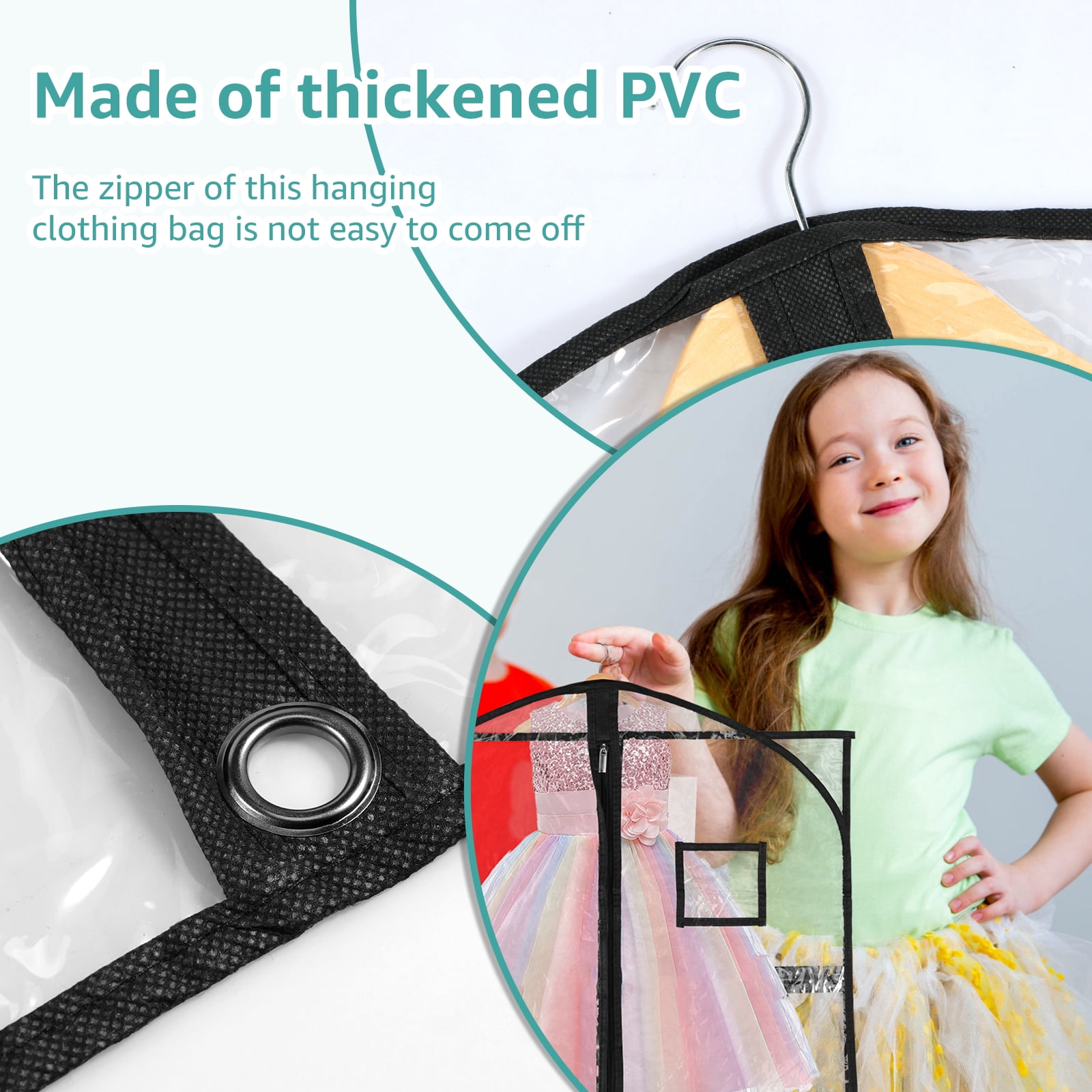 4/8 Pack Dance Garment Bag 40" x 22" PVC Clear Costume Bag for Dancer with 4 Zippered Pocket for Hanging Clothes for Dance Competition Recital Travel and Closet Storage