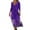 Purple, variant on WTOBBY Women's Timeless Floral Print V-Neck 3/4 Sleeve Beach Dress, Relaxed Fit Midi Sundress with Casual Style for Seaside Activities,Army Green L