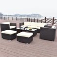 thumbnail image 1 of Costway 8 PCS Outdoor Patio Rattan Wicker Furniture Set Sofa Cushioned Garden Brown, 1 of 10