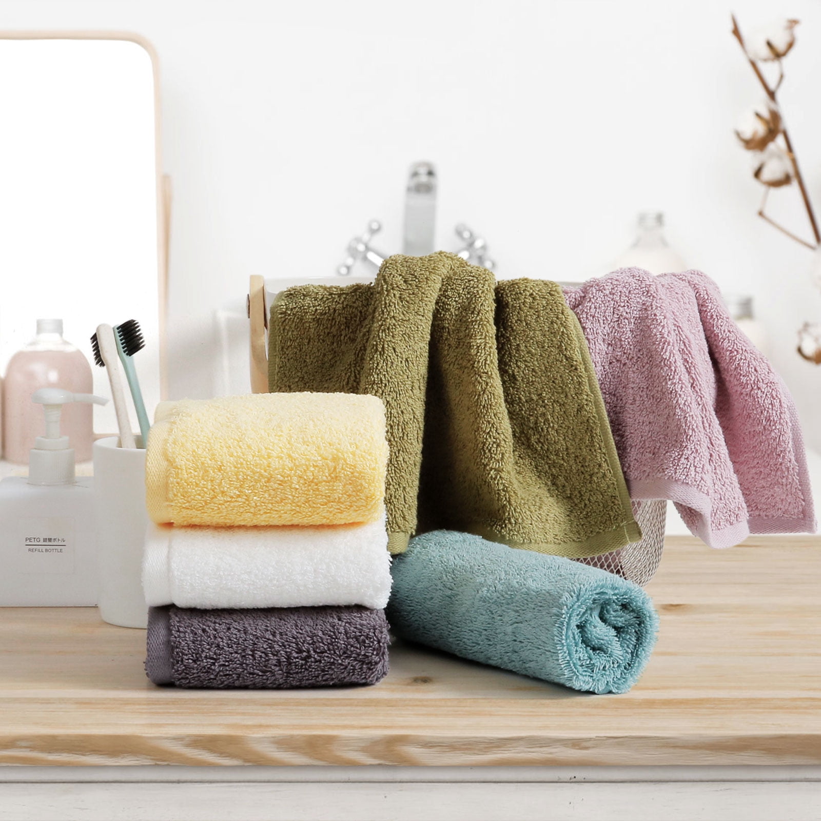 SEMAXE Washcloths 12-Pack 13x13 Inch: 100% Organic Cotton Face Towels | Ultra Soft, Quick-Dry & Super Absorbent for Bathroom, Gym, Spa & Hotel | Zero Lint, Lightweight & Bulk Pack, Yellow
