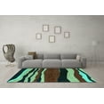 thumbnail image 3 of Ahgly Company Machine Washable Indoor Rectangle Abstract Turquoise Blue Modern Area Rugs, 7' x 10', 3 of 4