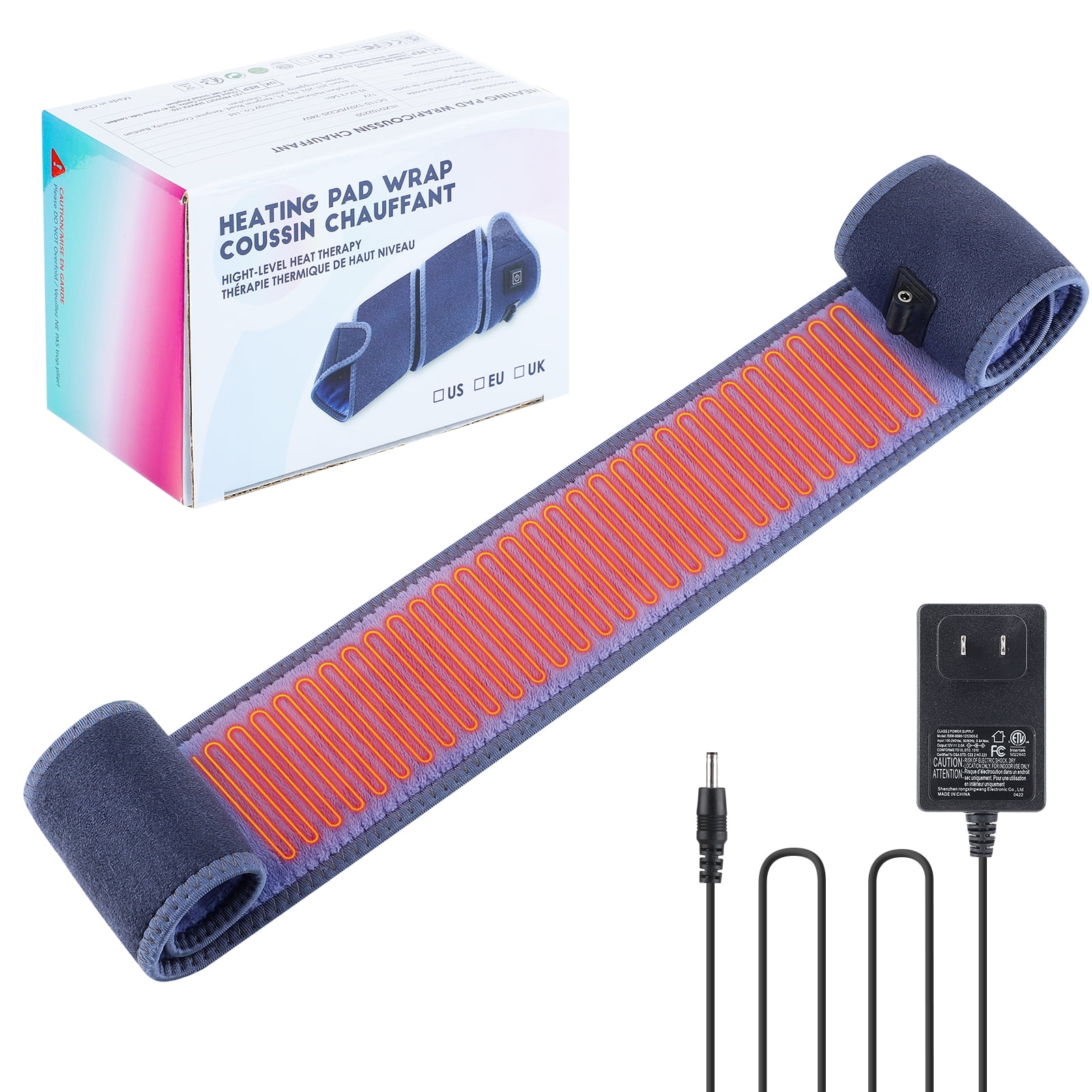 Versatile Heating Pad Wrap for Multiple Areas Multi-USE WRAP Heating Pad for Elbow, Wrist, Ankle, Body Strip Type Wrap Around Heating Pad 78" Long Charge Cord Elbow Heating Pad