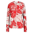 thumbnail image 6 of UPF 50+ Sun Protection Hoodie for Women - Tropical Floral Print Long Sleeve Zip Up Jacket with Thumbholes & Pockets, Lightweight Active Rash Guard Red L, 6 of 6