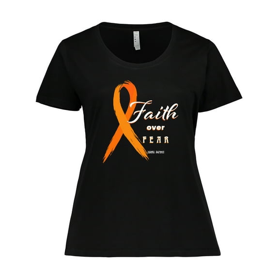 Inktastic Faith over Fear Leukemia Awareness with Orange Ribbon Women's Plus Size T-Shirt