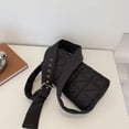 thumbnail image 4 of Bolso de mano de algodón con esponja y diseño de rombos bordados, bolso de hombro para mujer, bolso cruzado pequeño cuadrado de moda para invierno, 4 of 6