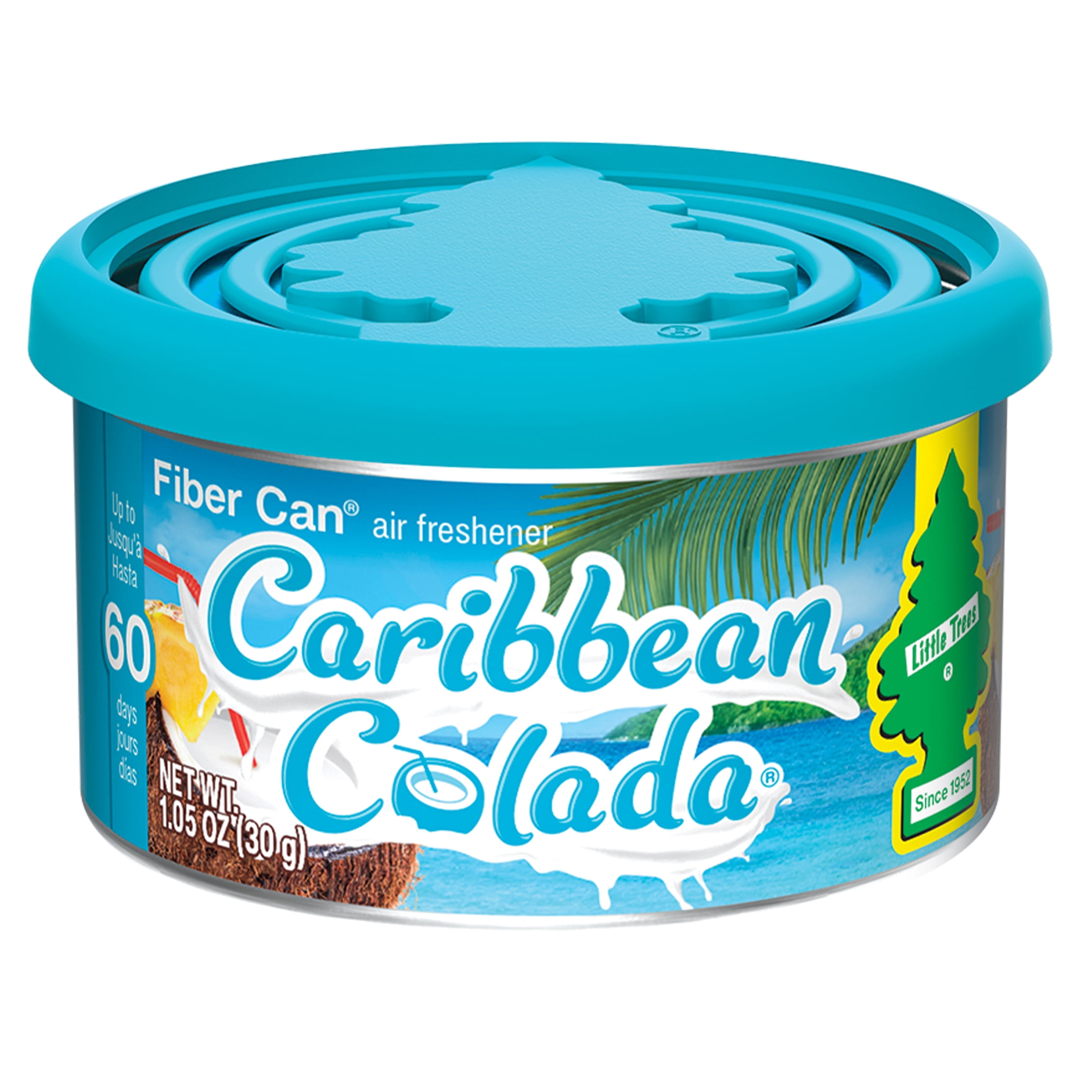 (2 pack) Little Trees Air Freshener Fiber Can Caribbean Colada 1.05 oz